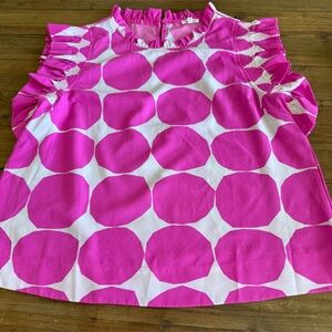 JODIFL Large Dot Print Pink Blouse Like New